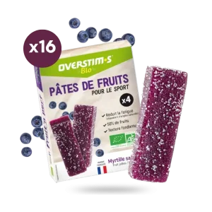 LOT DE 16 PATES DE FRUITS BIO OVERSTIMS MYRTILLE SAUVAGE